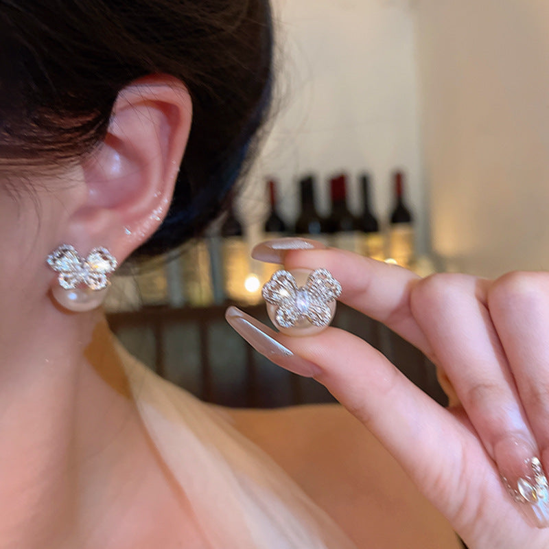 Women's Sier Needle Light Luxury Minority Pearl For Graceful Stud Earrings