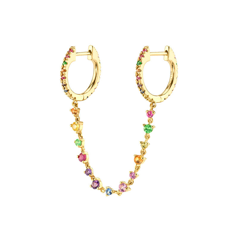 Women's Diamond Ear Chain Double Clip Fashion Trend Eardrop Earrings