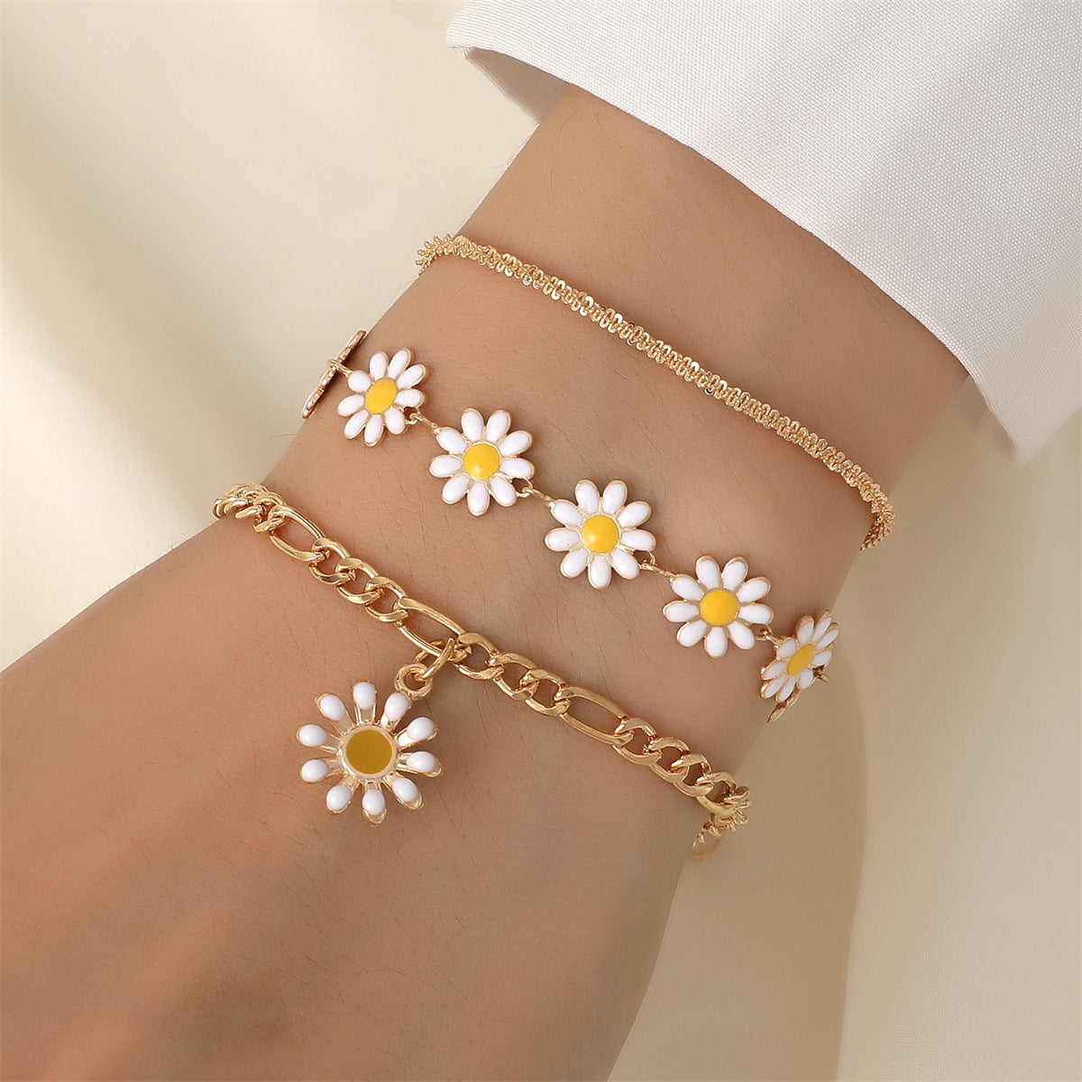 Sunflower Flower Twin Female Flash Caterpillar Bracelets