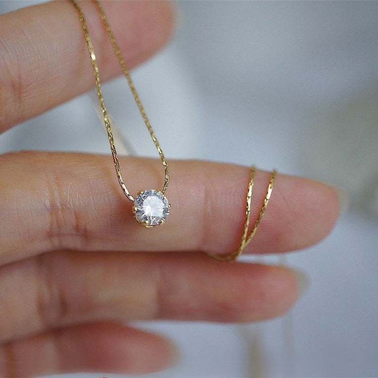 Exquisite Small Loose Diamond Titanium Steel Female Necklaces