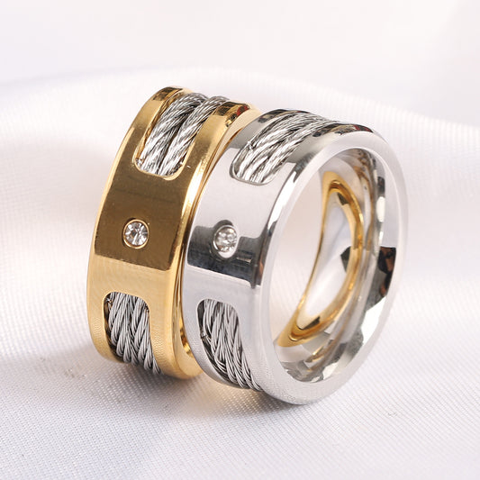 Women's Cable Steel Wire Glossy Stainless Fashion Rings