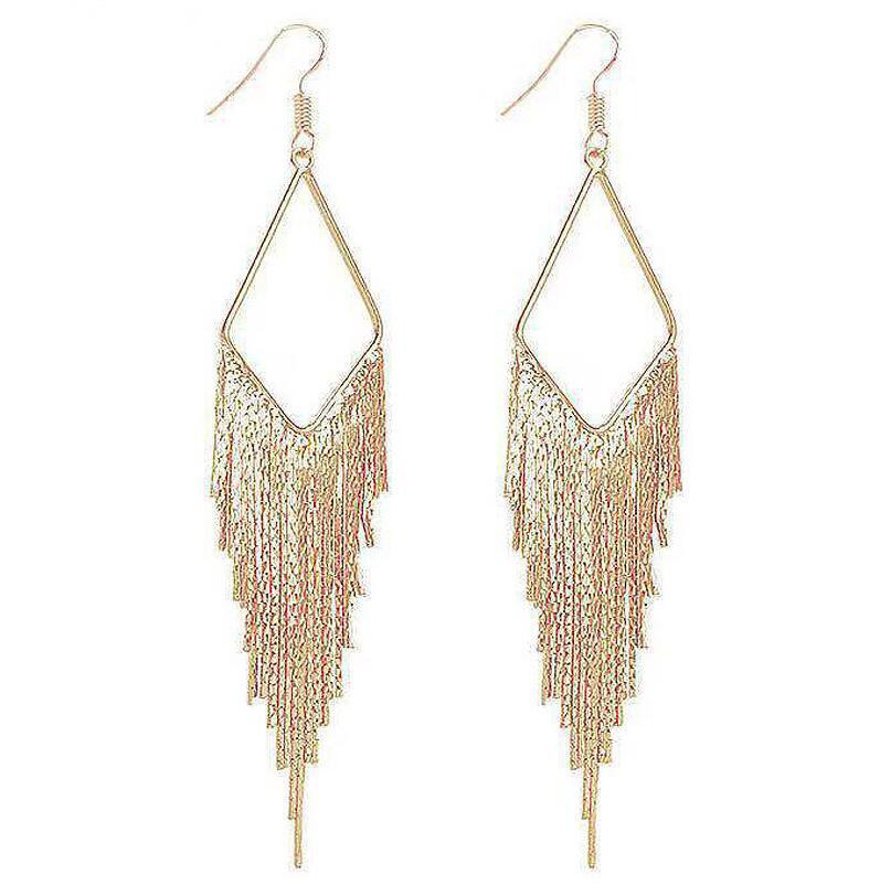 Fashion Tassel Elegant Metal Geometric Prism Earrings