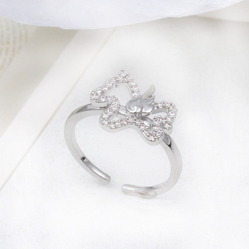 Micro Inlaid Zircon Pearl White Female Rings