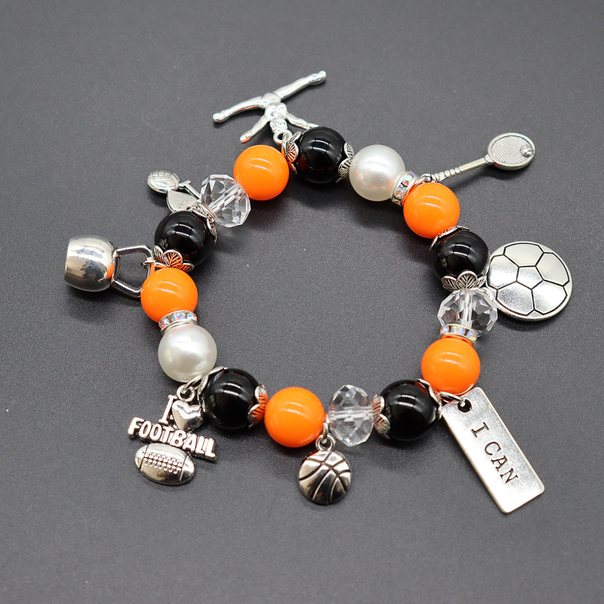 Team Elastic Beaded Football Basketball Rugby Bracelets