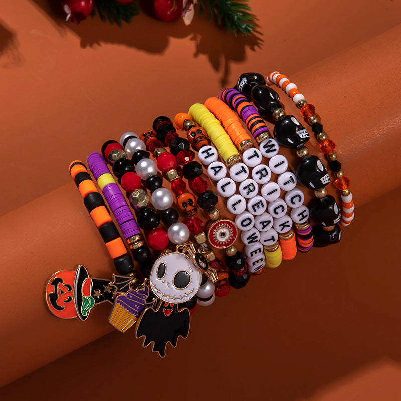 Halloween Acrylic English Dress Up Polymer Bracelets