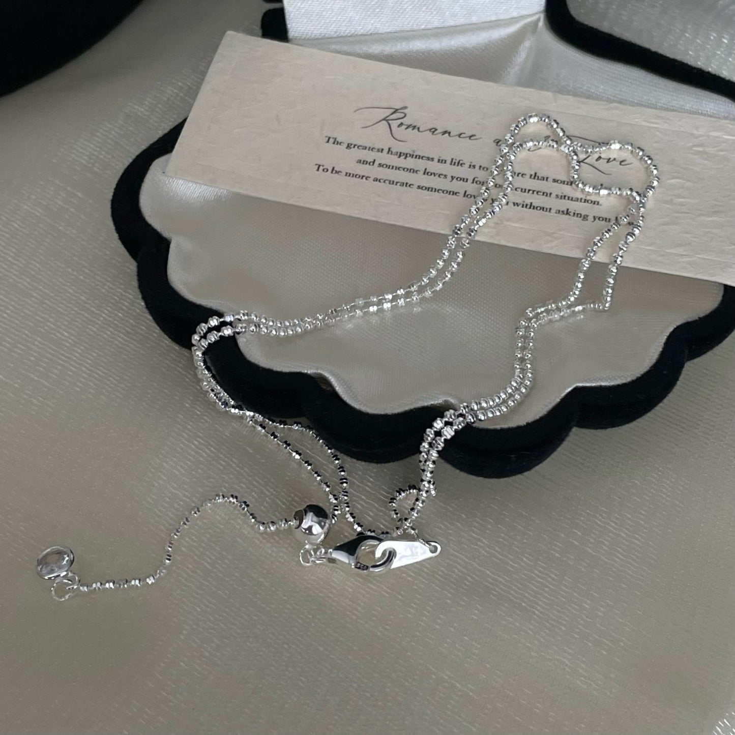 Sier Sparkling Pull Round Beads High Sense Choker Necklaces