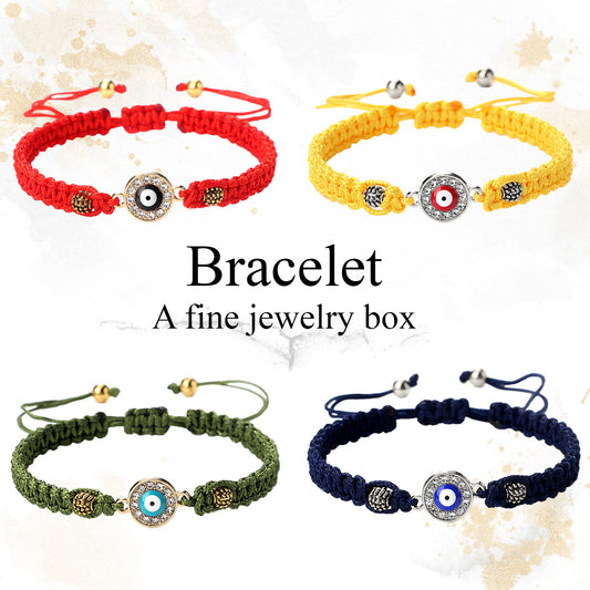 Sier Color Spacer Beads Flat Knot Personality Round Diamond Eye Bracelet