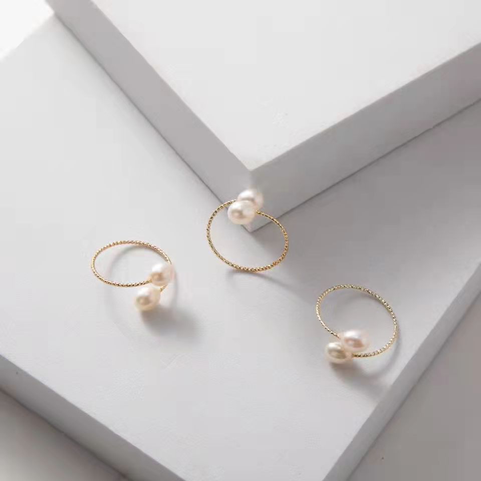 Freshwater Pearl Water Drop Elastic Opening Rings