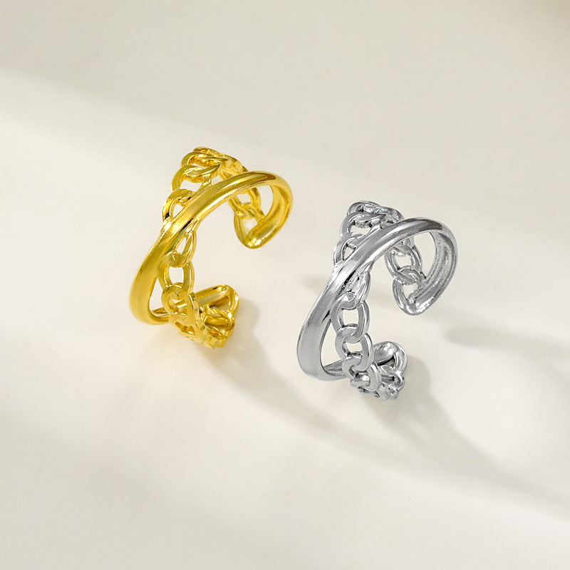 Steel Female Niche Design Chain Stainless Rings