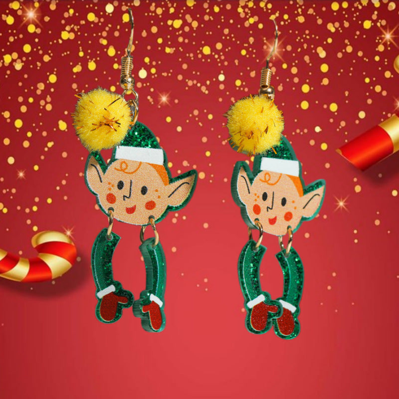 Women's Christmas Theme Cartoon Cute Creative Santa Clown Earrings