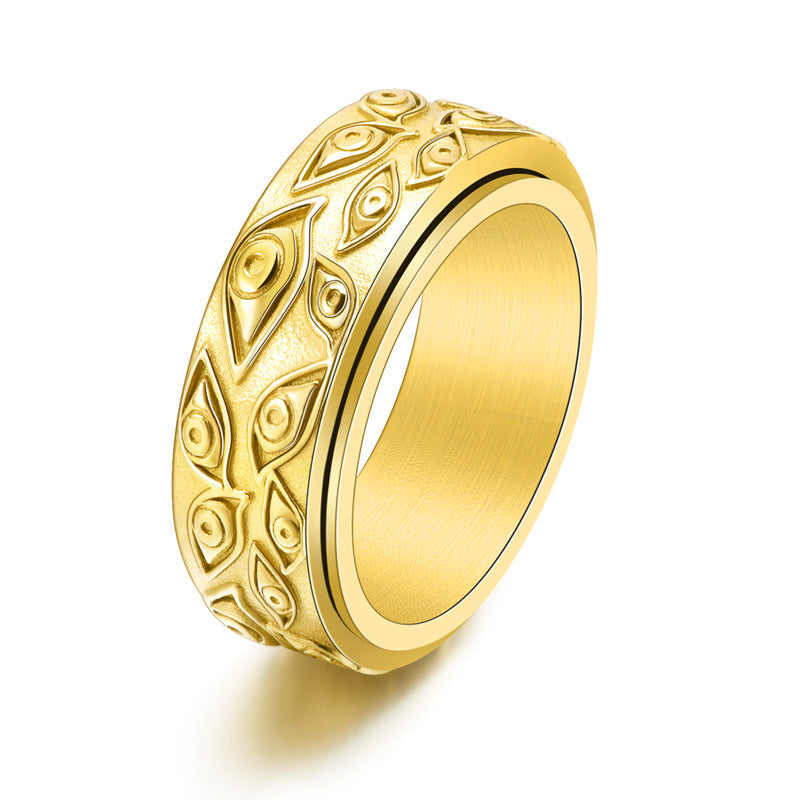 Men's Steel Atmospheric Rotatable Eye Trendy Retro Domineering Rings