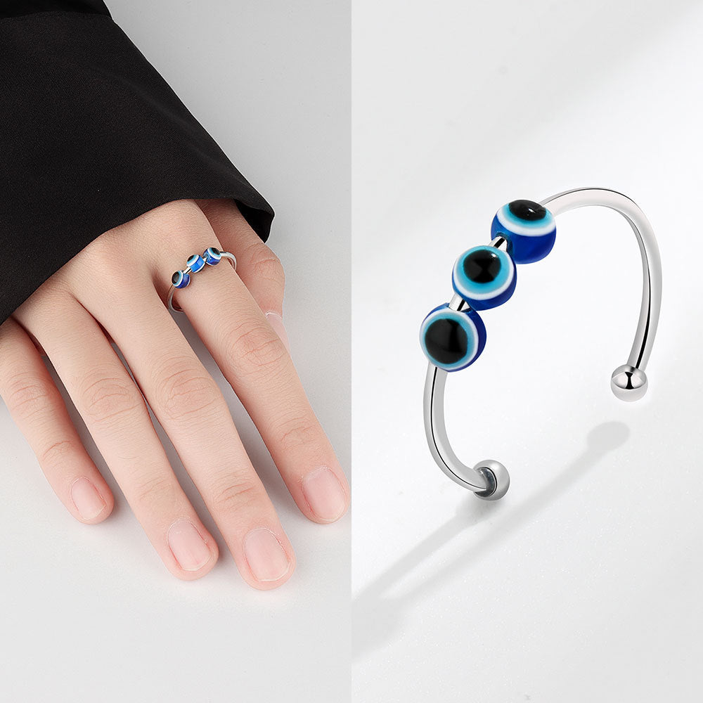 Women's Devil Eye Rotating Anxiety Adjustable Stacked Rings