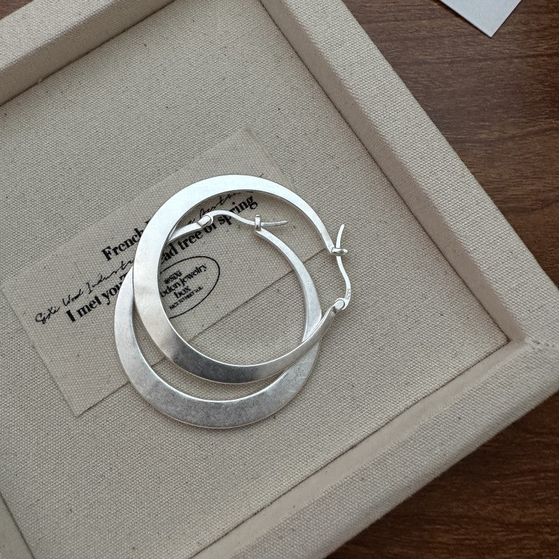 Sterling Sier Korean Style Millennium Big Hoop Earrings