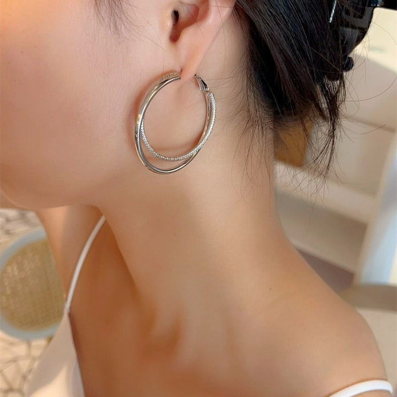 Women's Rhinestone Big Ear Beautiful Circle High-grade Earrings