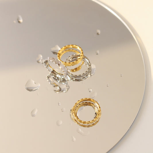 Women's Cross Small Titanium Steel Gold Plated Color Rings