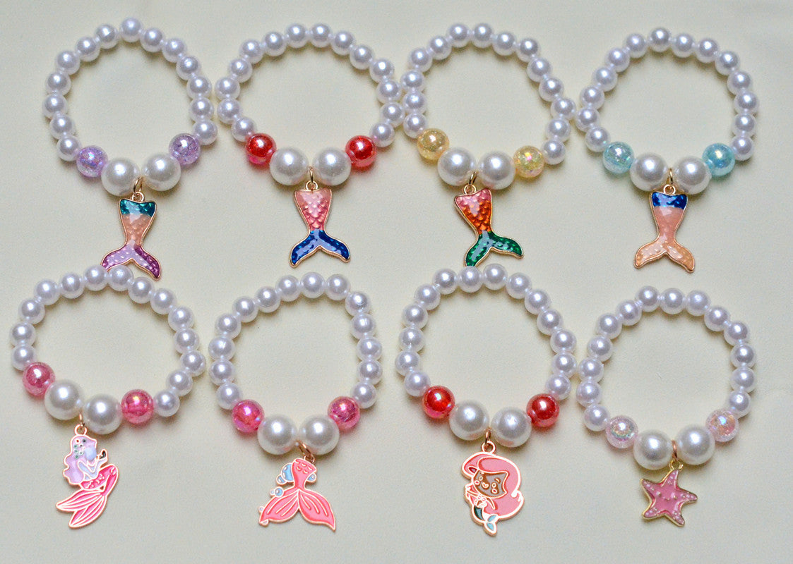 Children's Beaded Plate Beads Cartoon Mermaid Shell Bracelets