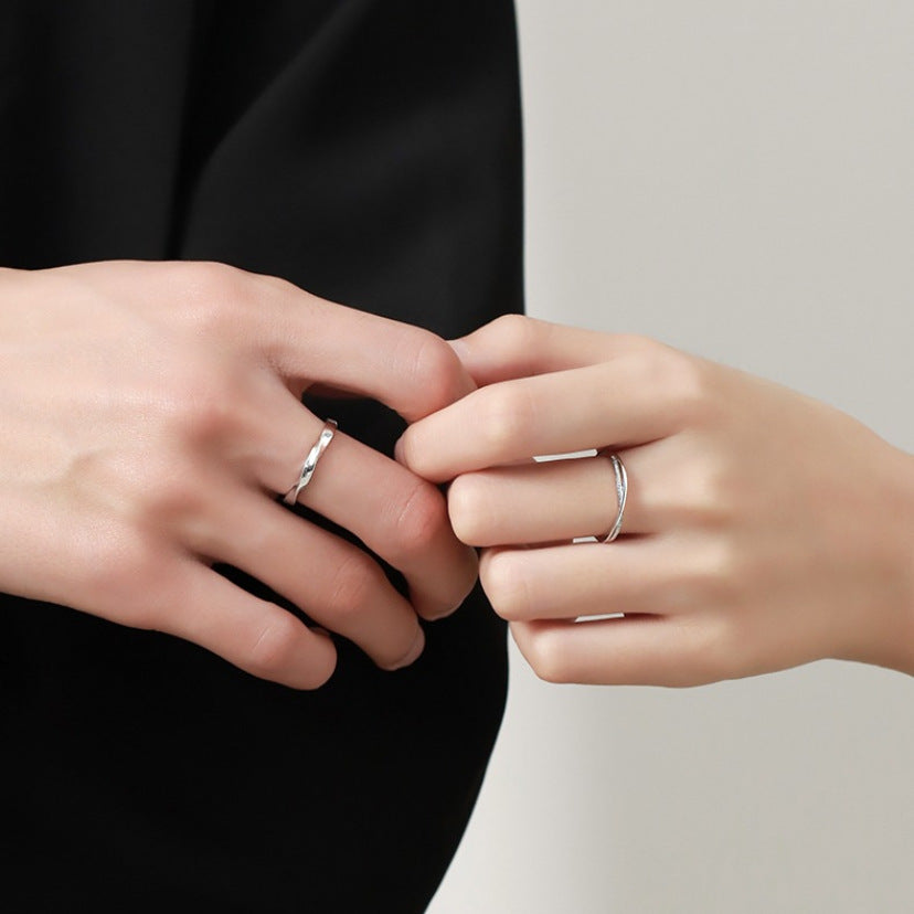 Sier Meet Happy Couple Simple Light Rings