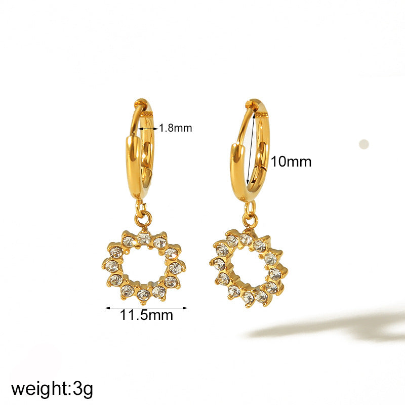 Women's Niche Design Diamond Gold Stainless Steel Do Earrings