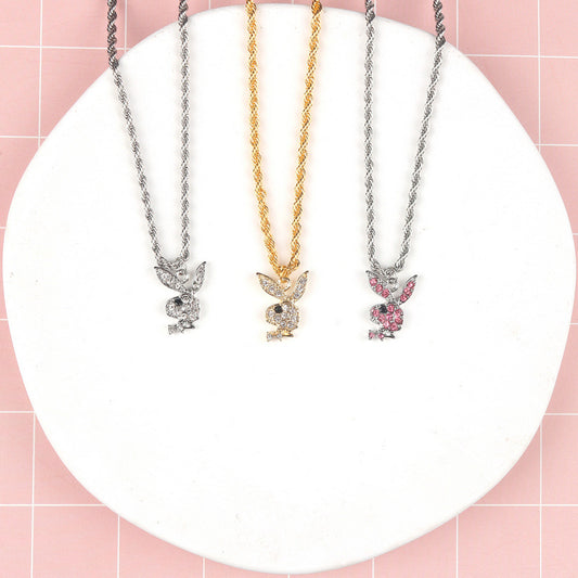 Women's Super Light Luxury Diamond Rabbit Graceful Sweater Chain Necklaces
