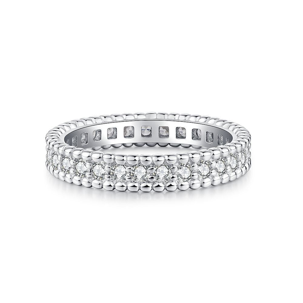 Women's & Men's Sterling Sier Diamond Stackable Zircon Full Rings