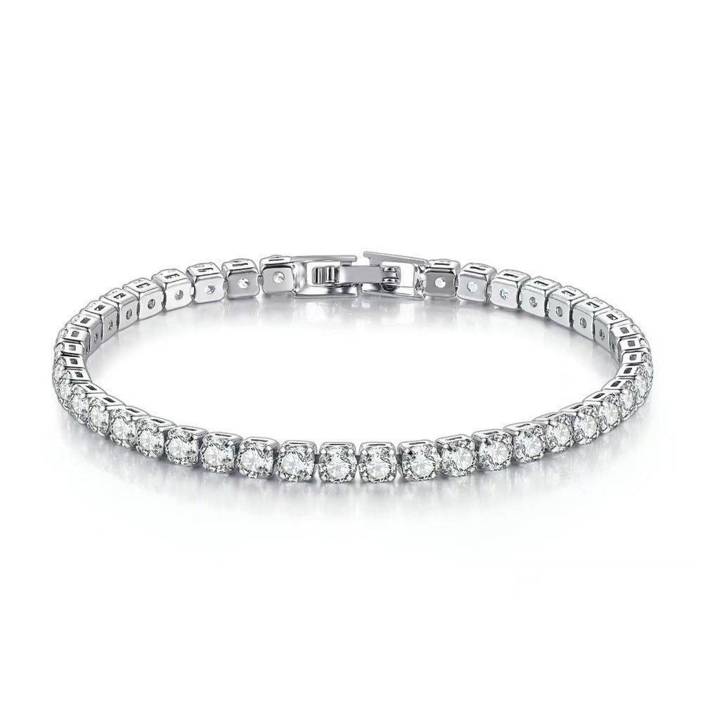 Single Row Round Full Diamond Tennis Bracelets