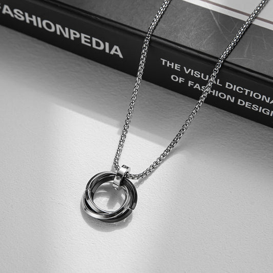 Men's Three-ring Buckle Cold Style Titanium Steel Necklaces