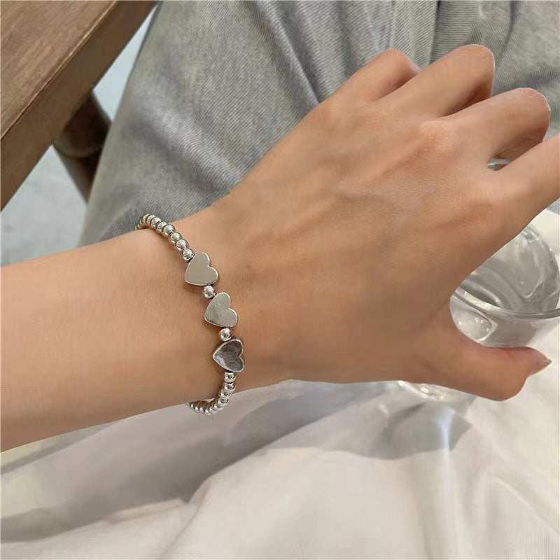 Women's Buckle Imitation Jade Crystal String Beads Flower Bracelets