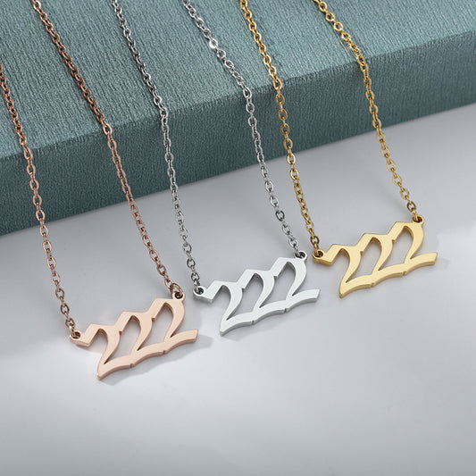Women's & Men's English Digital Angel Commemorative Gift Stainless Necklaces