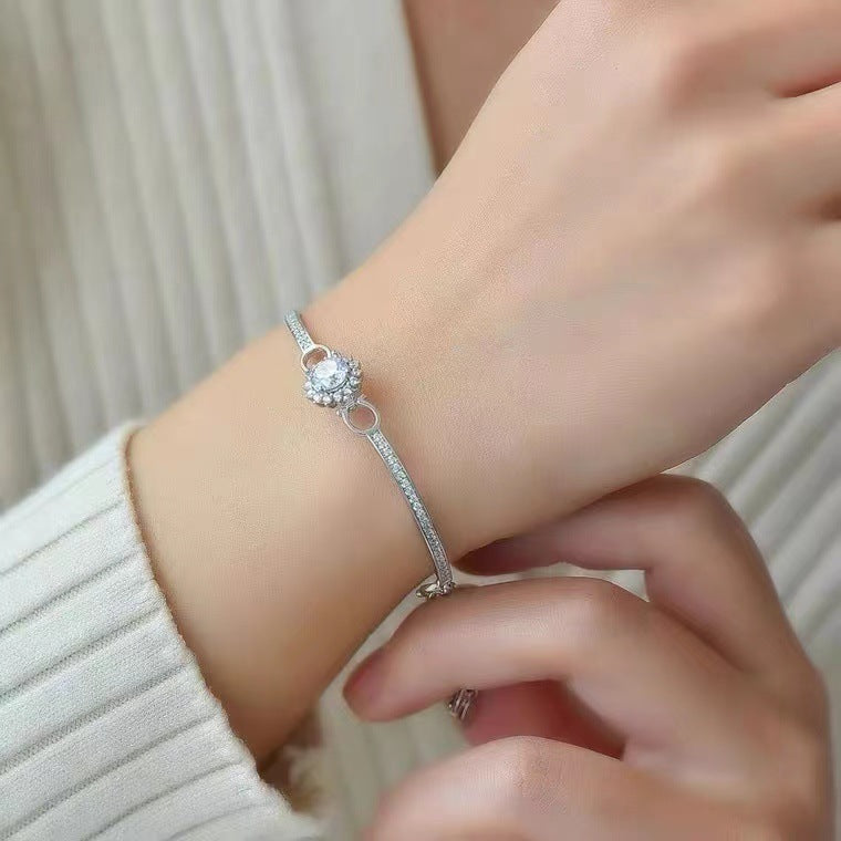 Women's Plated Color Moissanite Half Round Bag Simple Bracelets