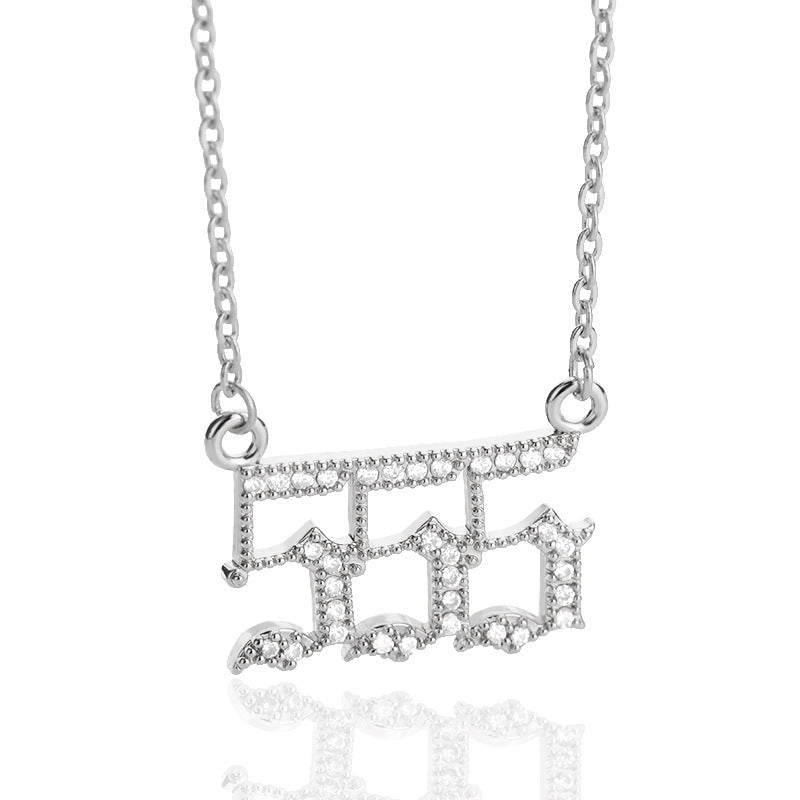 Women's & Men's Digital Angel Zircon Couple Ancient English Necklaces