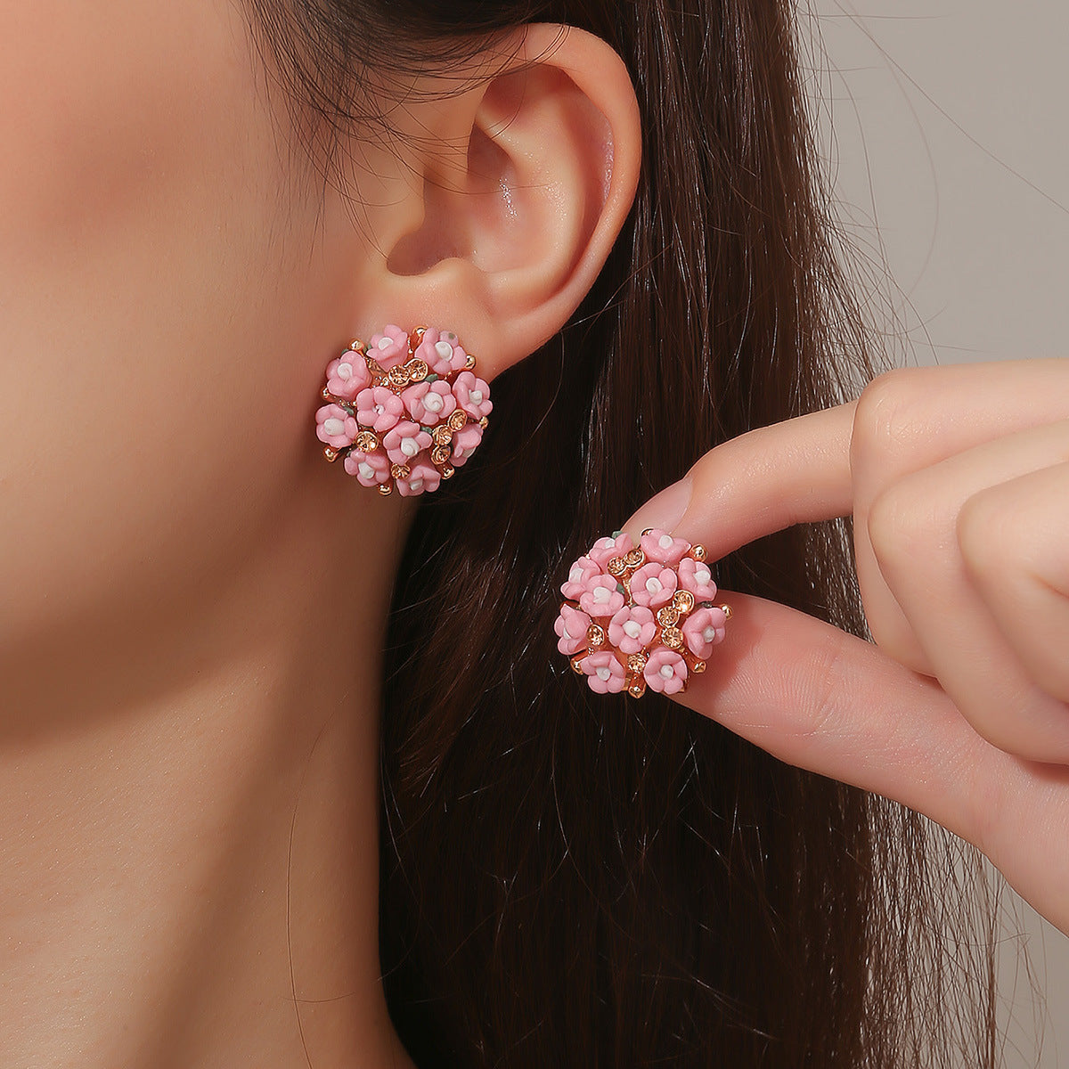 Ceramic Flower Small Commodity Rose Ear Stud Earrings