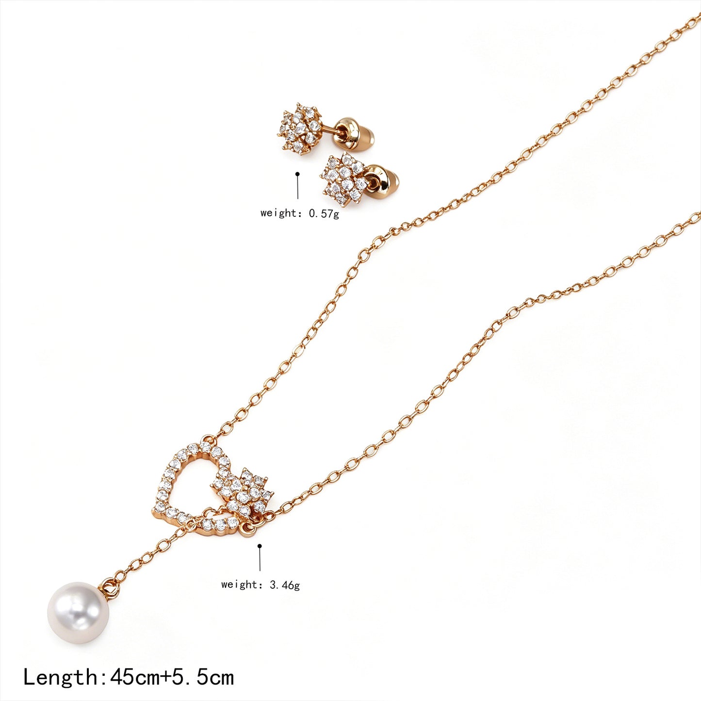 Gold Love Pearl Clover Ear Temperament Affordable Luxury Jewelry Set