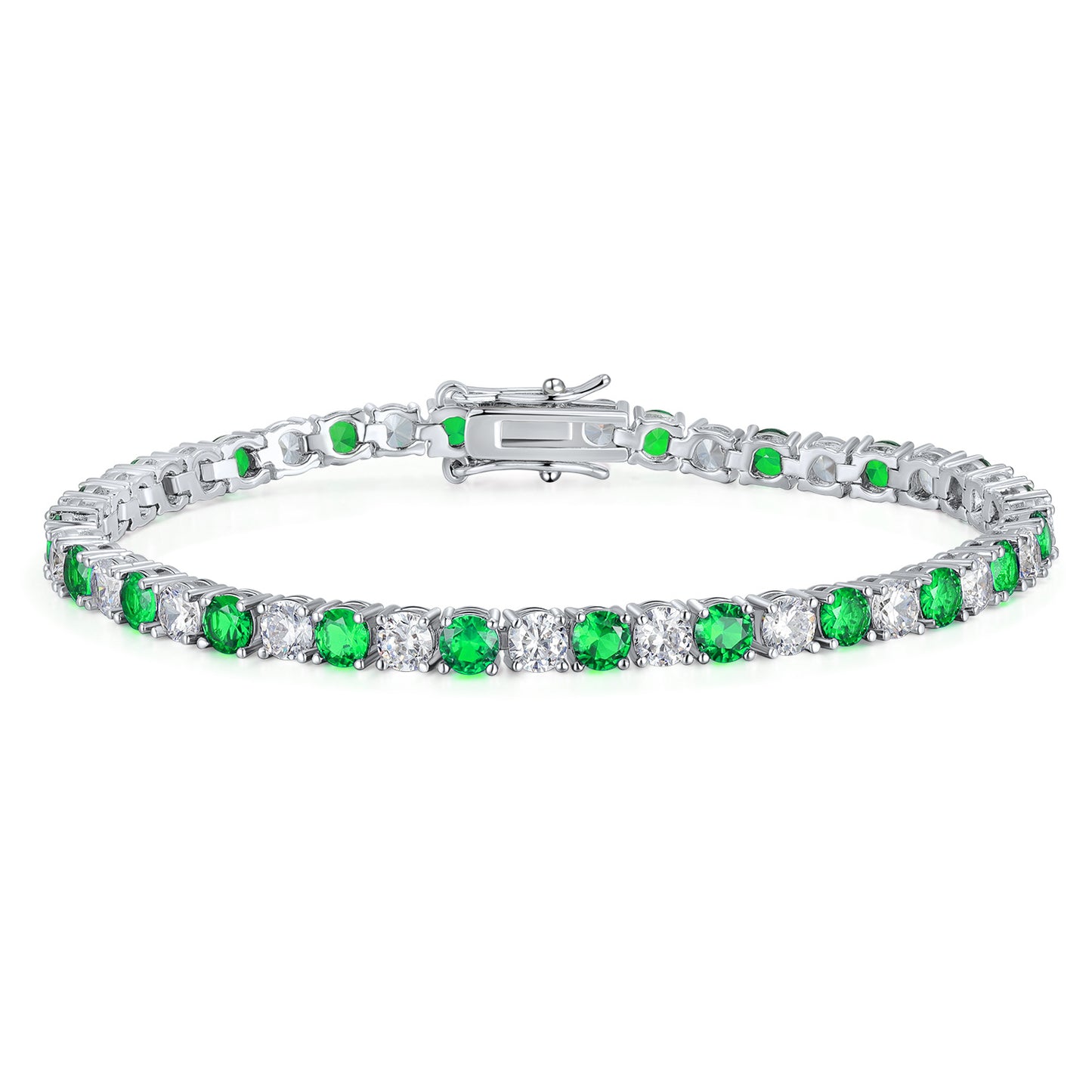Round Gold Zircon Green Horoscope Buckle Tennis Copper Bracelets