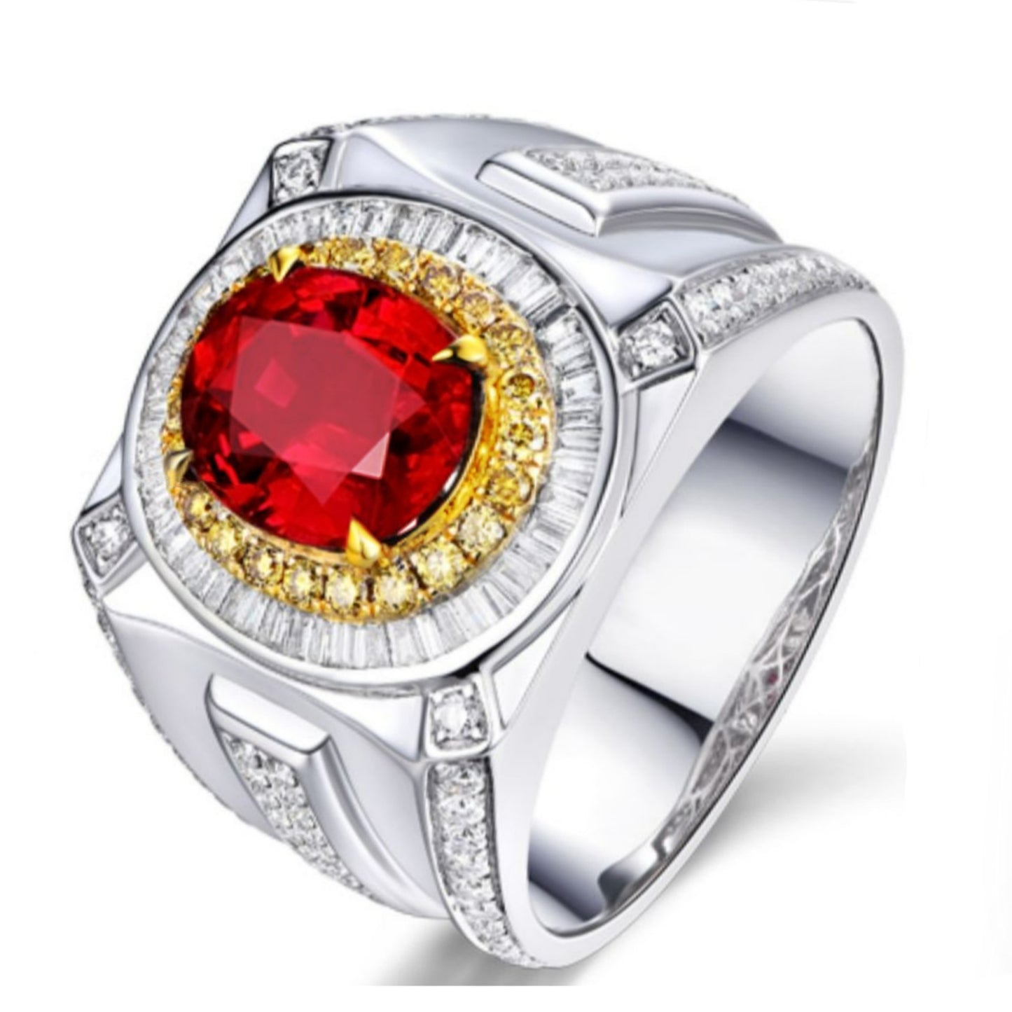 Ruby Gold Plated Two-tone Luxury High-grade Rings