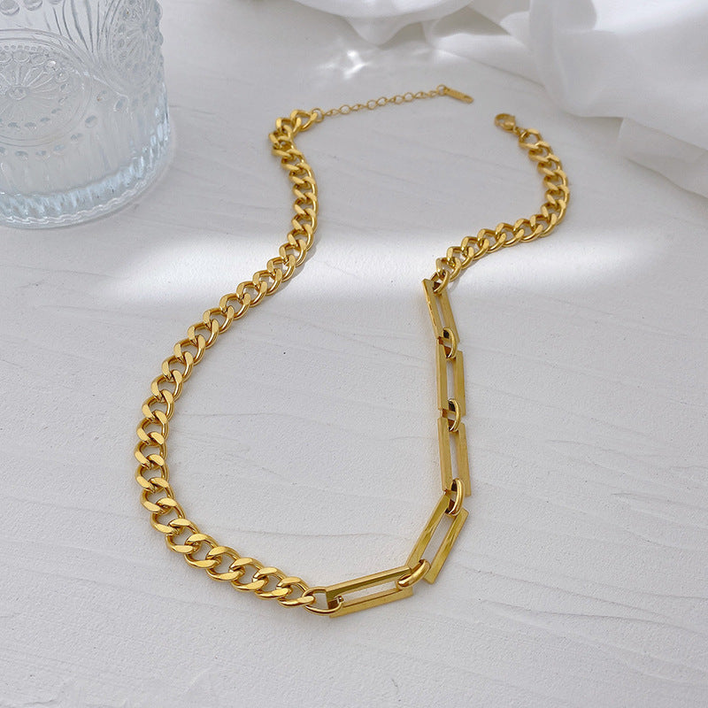 Women's Personality Stitching Chain Titanium Steel Simple Hip Hop Necklaces