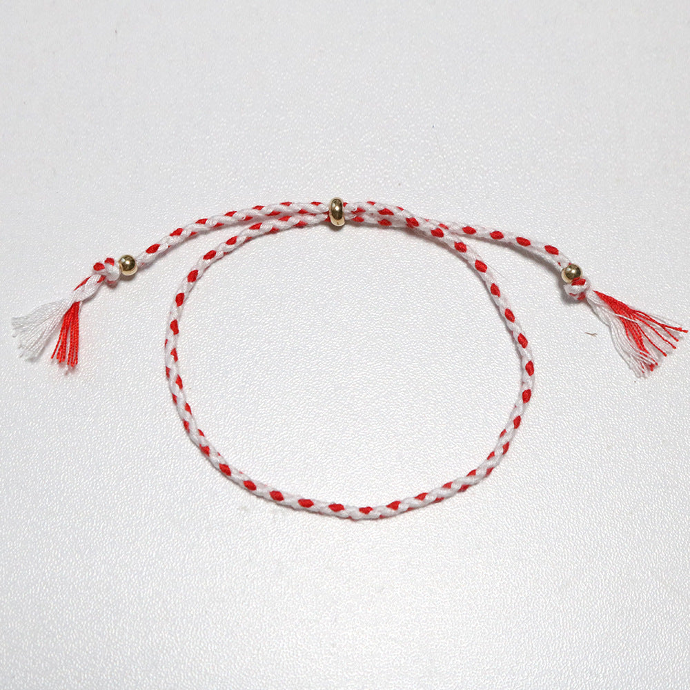 Women's & Men's Colorful Cotton String Friendship Copper Bead Bracelets