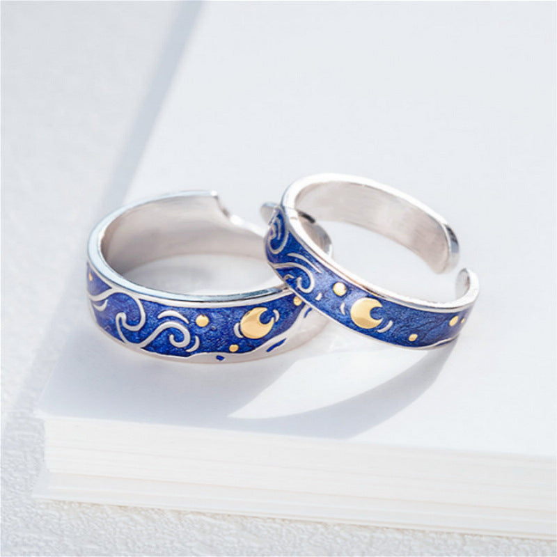 Starry Sky Simple Stroke Oil Opening Rings