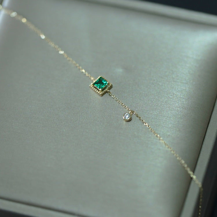 Plated Emerald Zircon Thin Simple Female Bracelets