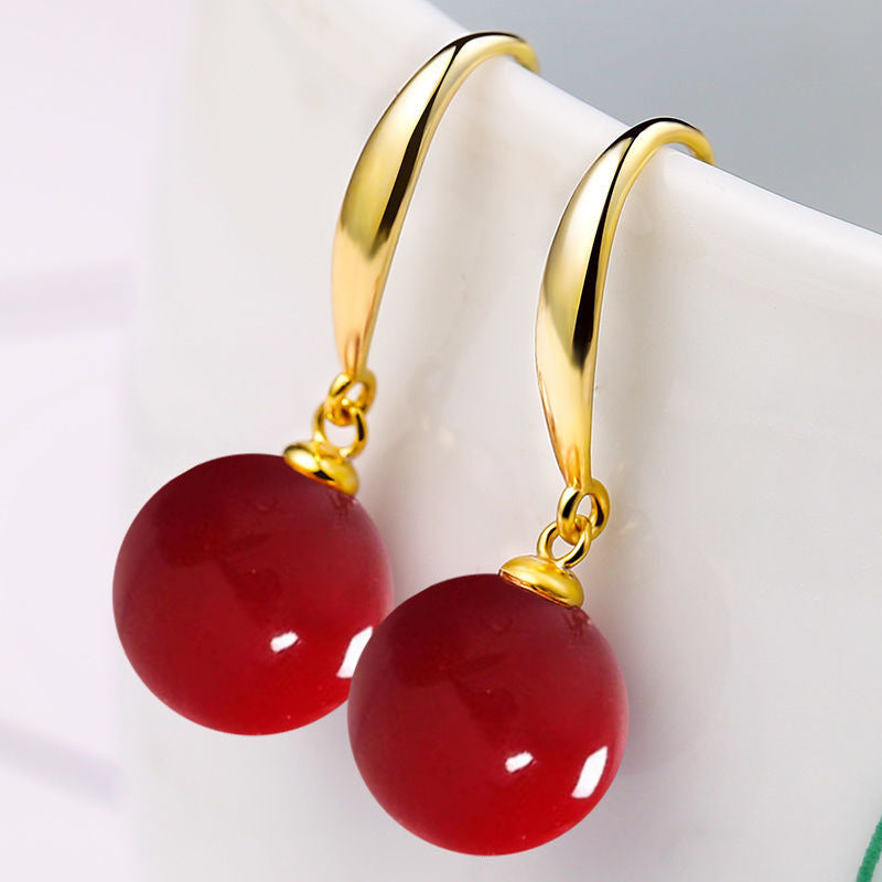 Water Drop Oval Artificial Pearl Female Earrings