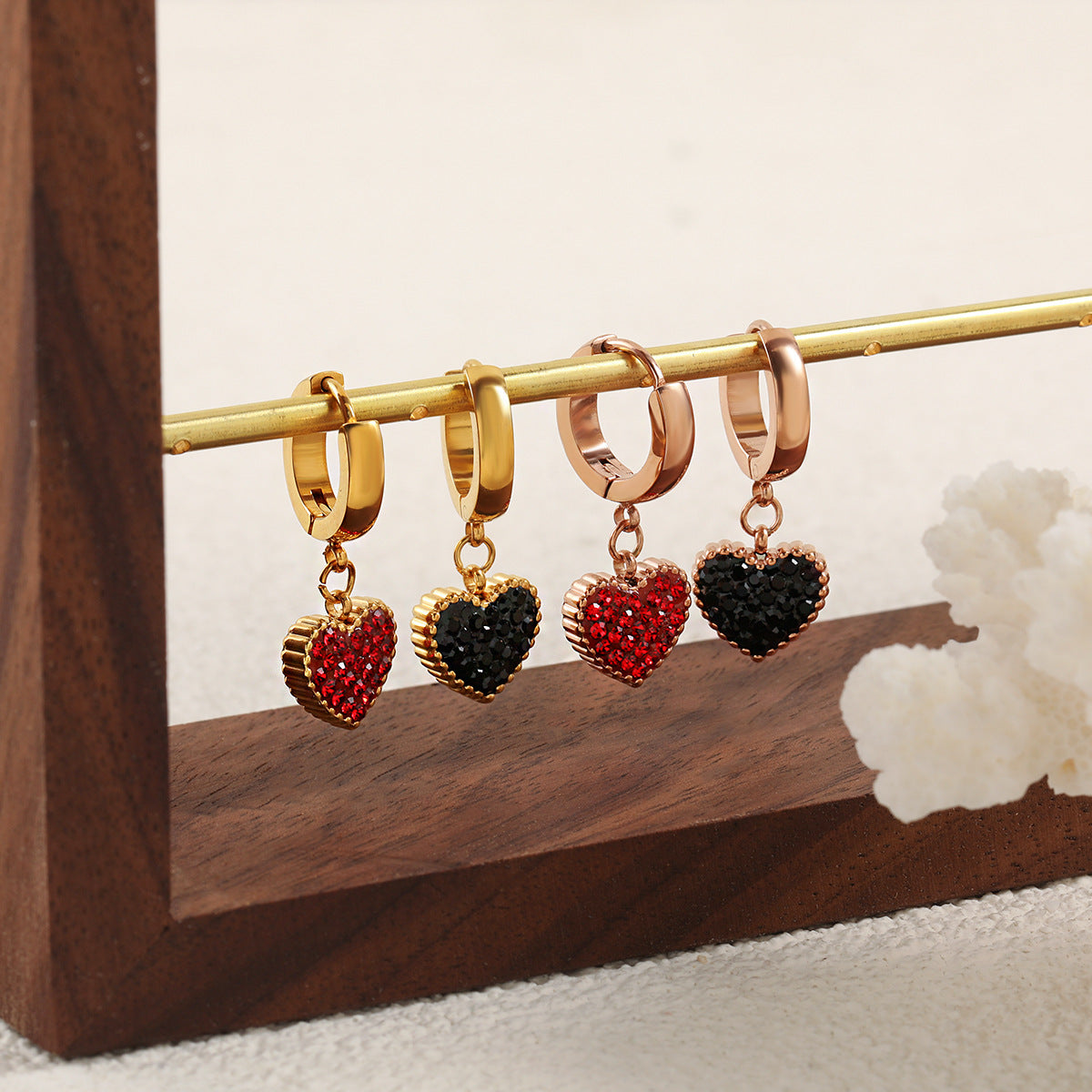 Fully Jeweled Loving Heart Heart-shaped Ear Clip Earrings