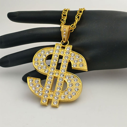 Hip Hop Dollar Full Diamond Domineering Necklaces