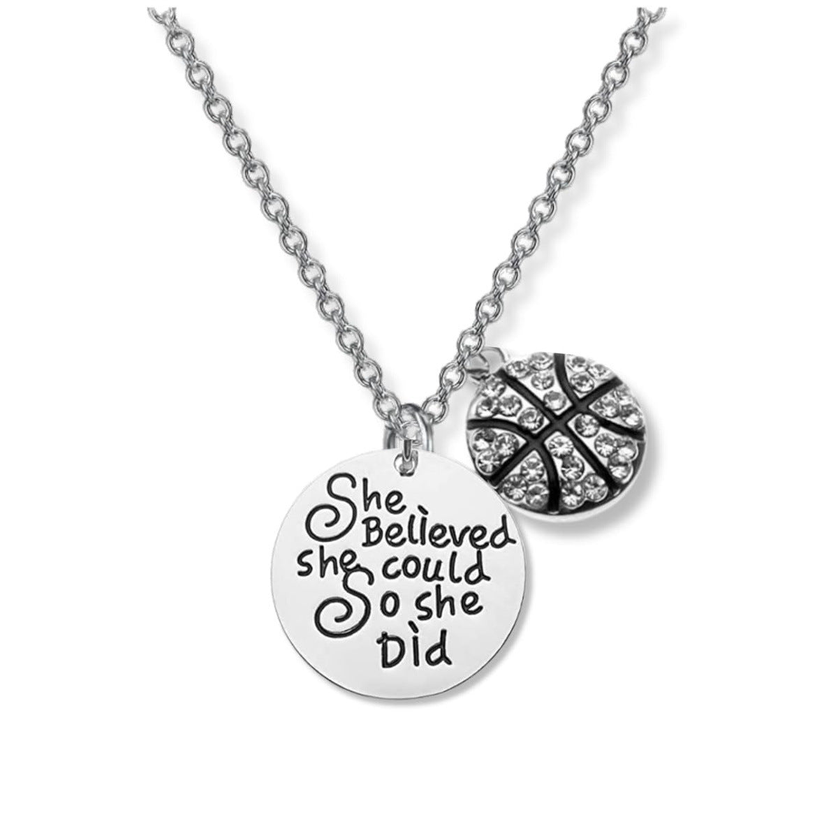 Basketball Charm Laser Sculpture Trend Round Necklaces