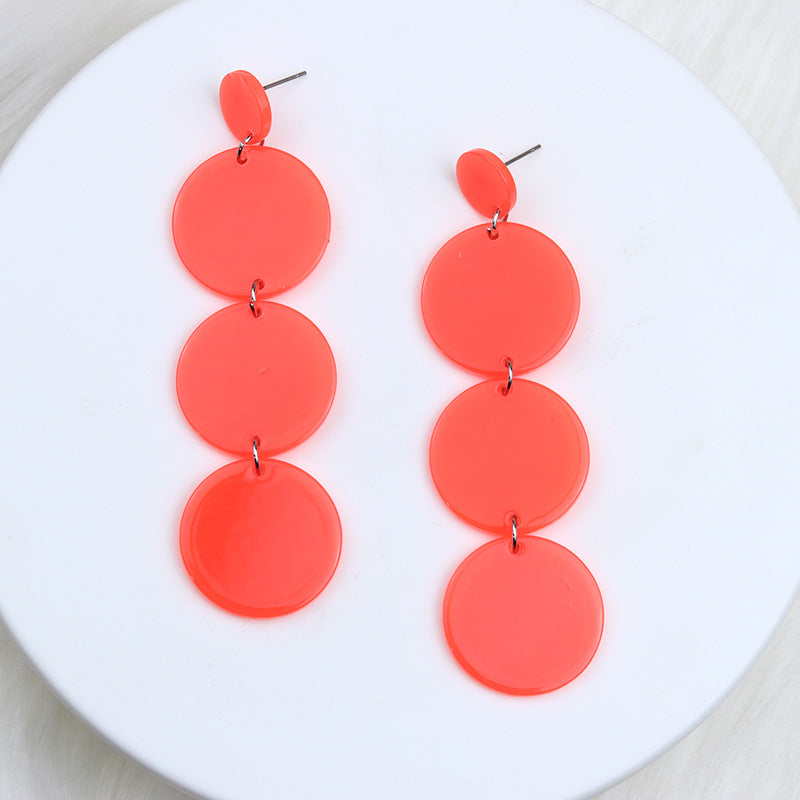 Women's Three-piece Stitching Round Piece Ear Retro Earrings