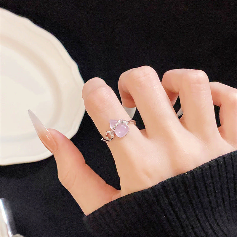 Women's Open With Diamond Design Light Luxury Unique Rings