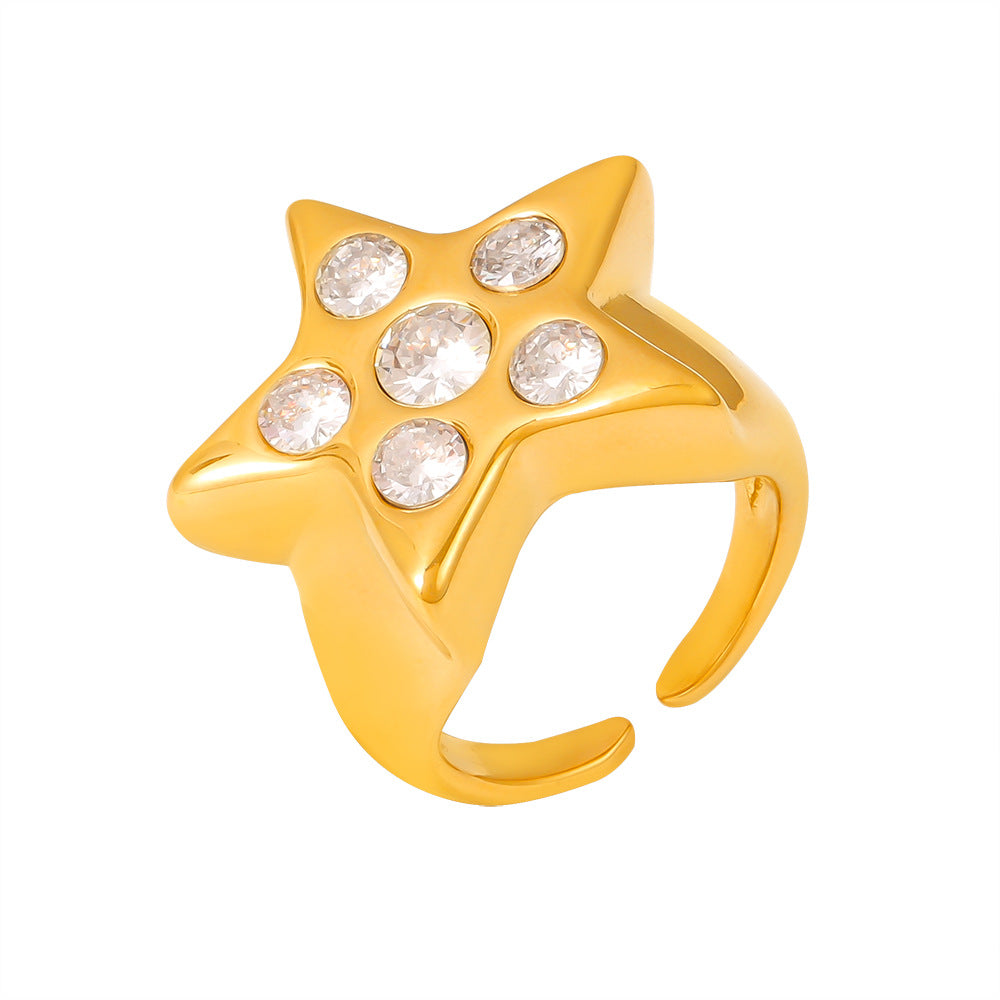 Star Gold Zircon Fashion High Sense Rings
