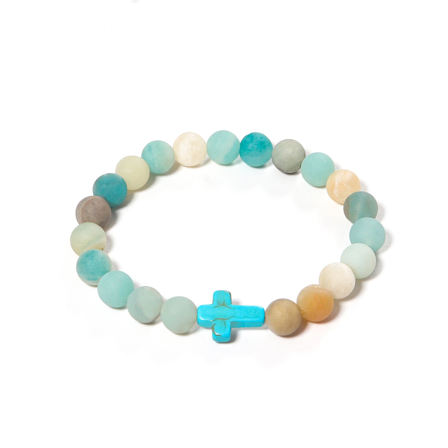 Small Cross Turquoise Rhodochrosite Pink Zebra Bracelets