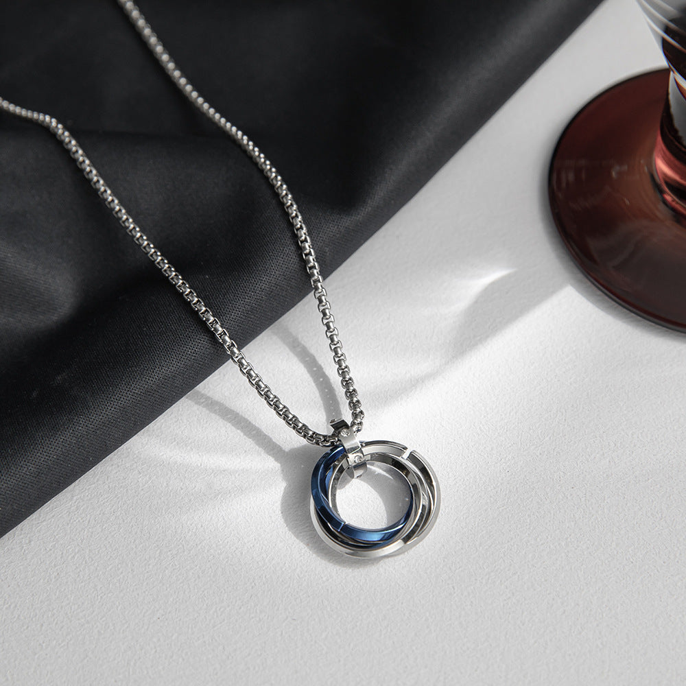 Men's Three-ring Buckle Cold Style Titanium Steel Necklaces