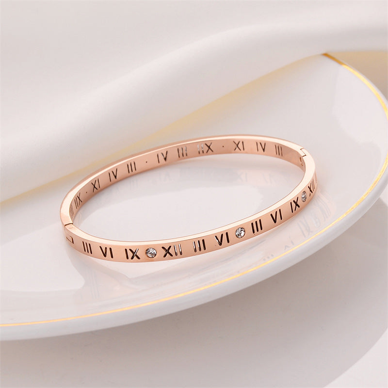 Women's Digital Titanium Steel Zircon Light Luxury Minority Bracelet