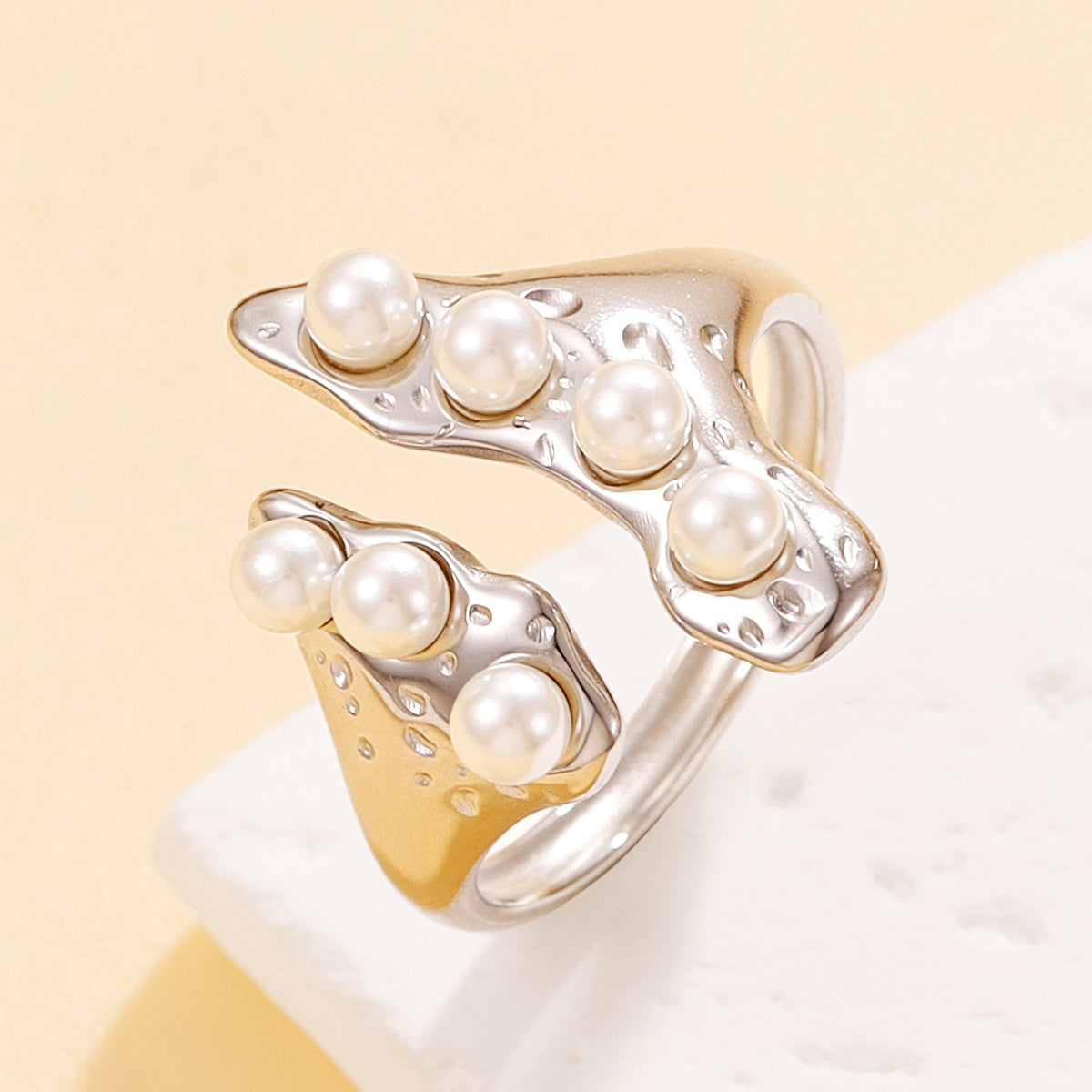 French Vintage Style Geometric Shaped Stainless Ring
