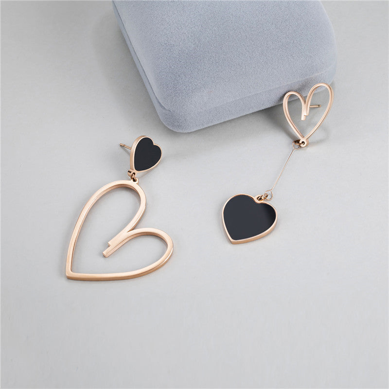 Women's High-grade Hollow Heart Trendy Titanium Steel Earrings